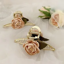  Temperament champagne flower catch clip 2021 new elegant female crab hair clip headdress banquet gift party accessories 