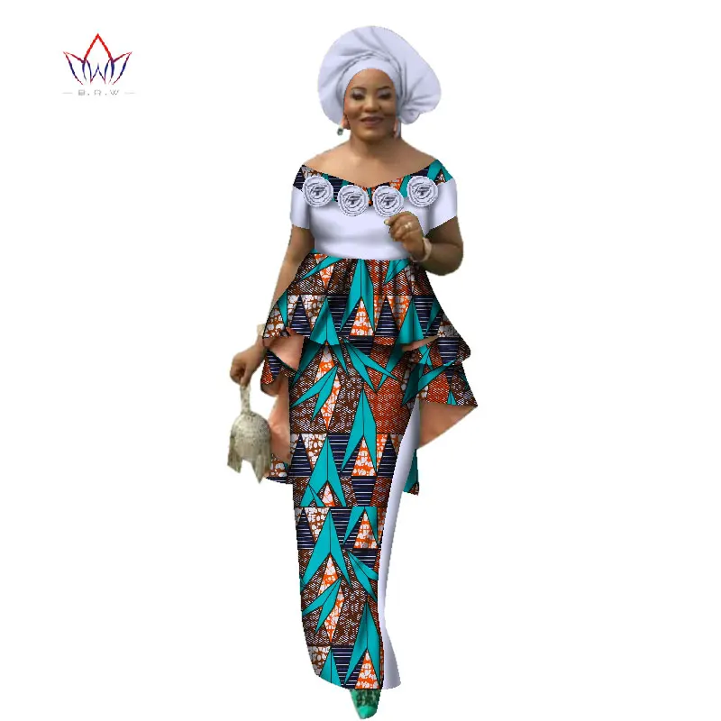 Летнее женское платье, комплект с юбкой, традиционный Африканский комплект из 2 предметов, Женский комплект одежды на заказ, топы+ горячая Распродажа юбок BRW WY2636 - Цвет: 18