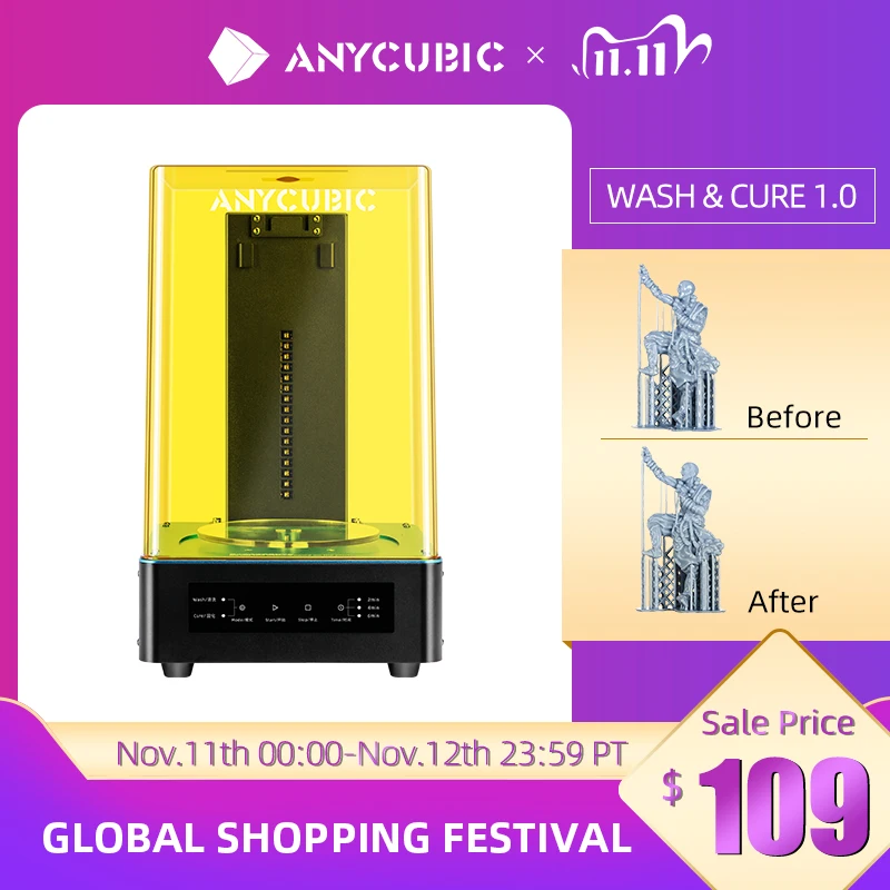 Anycubic Wash And Cure Machine 3D Printer 2-in-1 UV Resin curing for 3d Resin printer cure models im