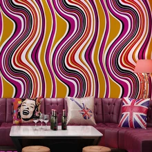 vinilos pared Modern KTV Hotel Dancing Room 3D Strip Wave Wall Papers Decoration PVC Wallpaper Roll for Walls Contact Paper Deco
