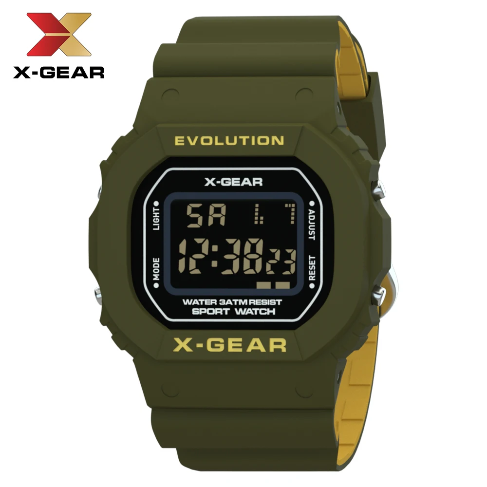 X-GEAR мужские часы модные супер классические цифровые часы унисекс Мужские наручные часы Прямоугольные детские спортивные часы - Цвет: Кофе
