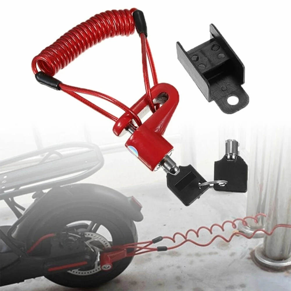Motorcycle Scooter Disc Lock Cable Security Reminder Anti-Theft Steel Wire Spring Rope Cycling Helmet Protective Warning Tools | Спорт и