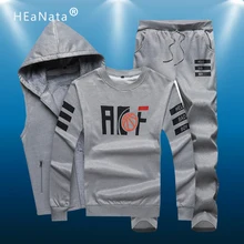 Мужской спортивный костюм из 3 предметов; сезон зима-осень; мужской спортивный костюм с капюшоном; куртка+ толстовка+ брюки для бега; комплект спортивной одежды