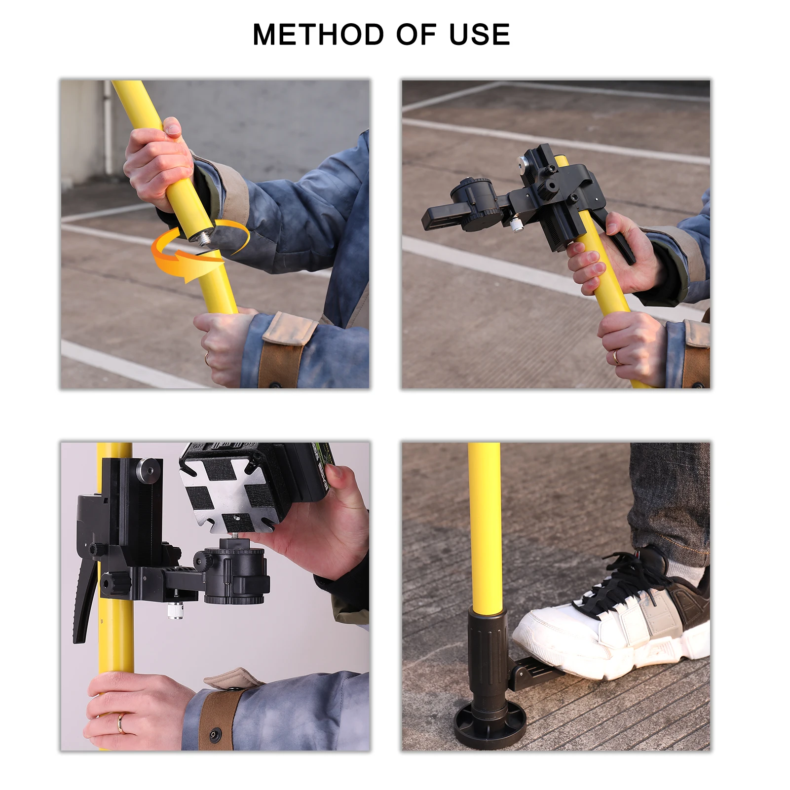 Height Adjustable Line Leveler Stand Bar Telescopic Pole Bracket 1/4'' Thread Lift Extend Holder for Laser Level Rod Max 4.2m/4m laser level,laser level bracket