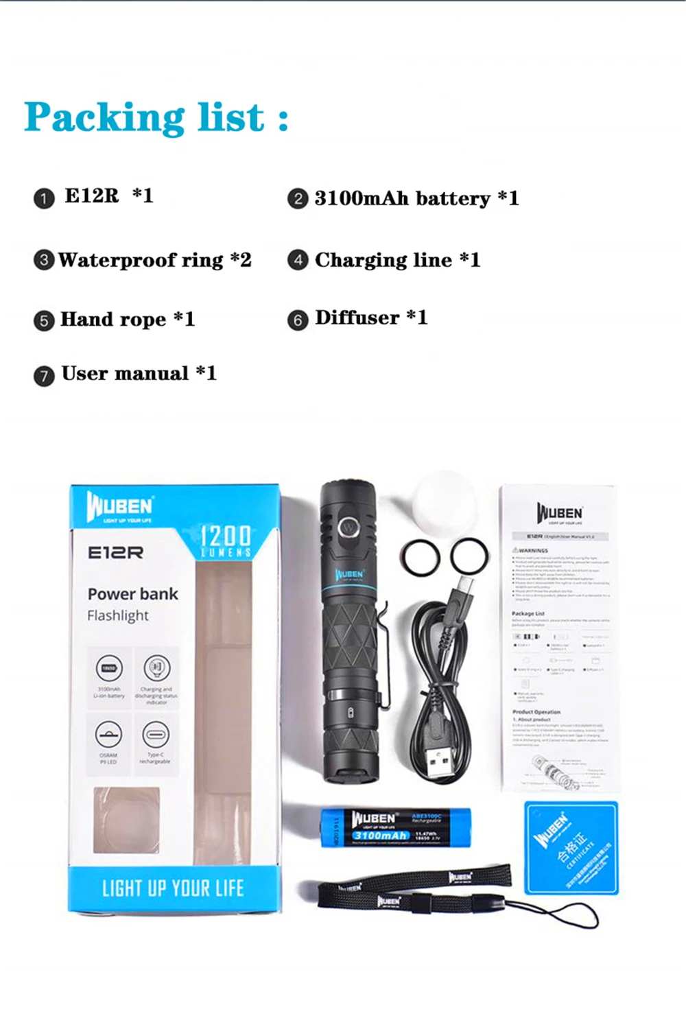 Wuben E12R Power Bank Flashlight description image 10