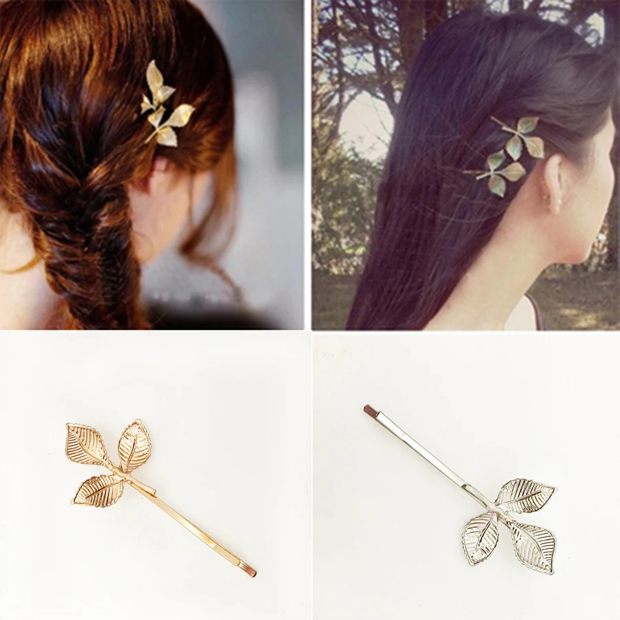 

1 Pcs Fashion Three-leaf Metal Hair Clip for Women Elegant Korean Design Snap Barrette Stick Hairpin Hair Styling Accessories