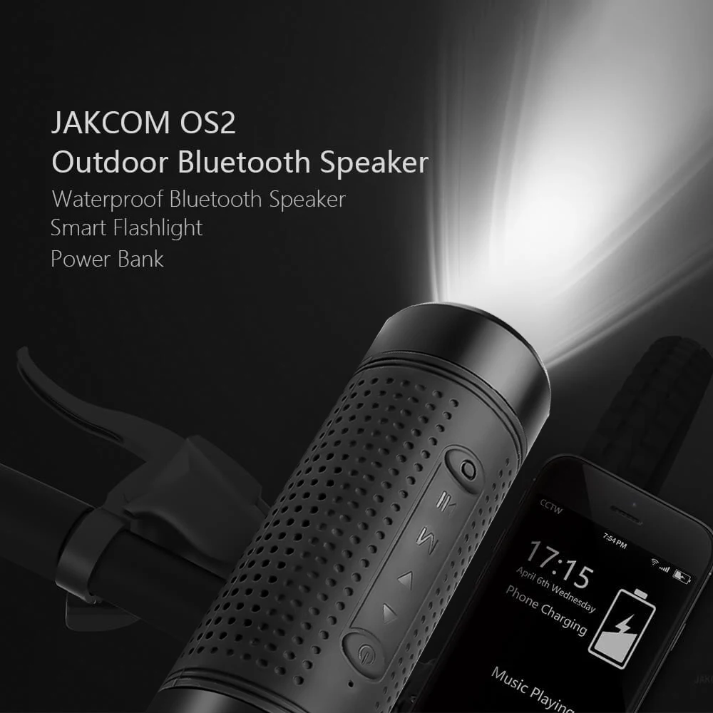 Kebidu-altavoz portátil Jakcom OS2 para exteriores, Bluetooth, resistente al agua, batería externa de 5200mAh, luz LED de graves y soporte para bicicleta