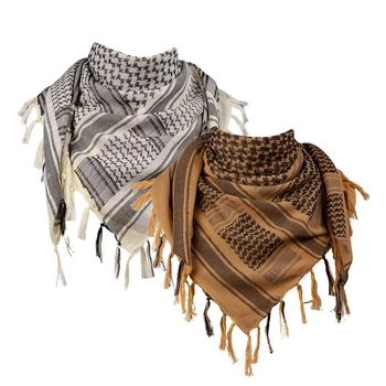 

2Pcs Cotton Scarf Desert Arab Scarf Head Neck Scarf Arab Wrap with Tassel for Outdoor Hiking