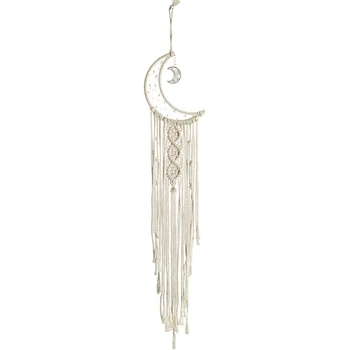 

Bohemian Chic Macrame Wall Hanging Tapestry Moon Dreamcatcher Wall Decor Boho Woven Knitted Tapestries Home Decoration