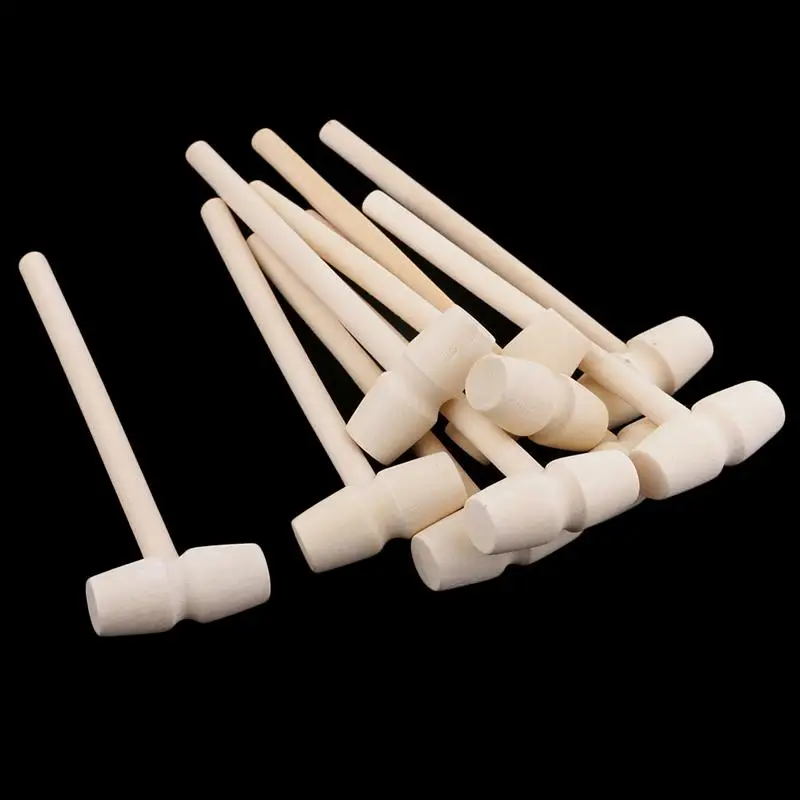 

20pcs Solid Wood Mini Hammers Hitting Hammer Toys Creative Educational Toy DIY Craft Jewelry Making Hammer Flat Toy Mallet Spot