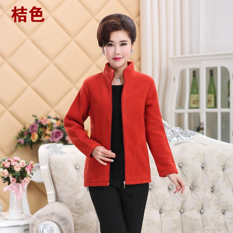 Greatest  Middle-aged Mothers Autumn Winter Warm Jacket Plus size Loose Collar Polar fleece Short Coat Casual