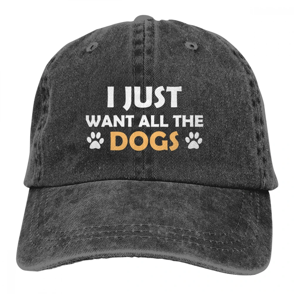 Я просто хочу, чтобы все собаки Casquette черные унисекс Мужские Женские джинсовые бейсболка с ремешком кепки Регулируемый Гольф папа шляпа