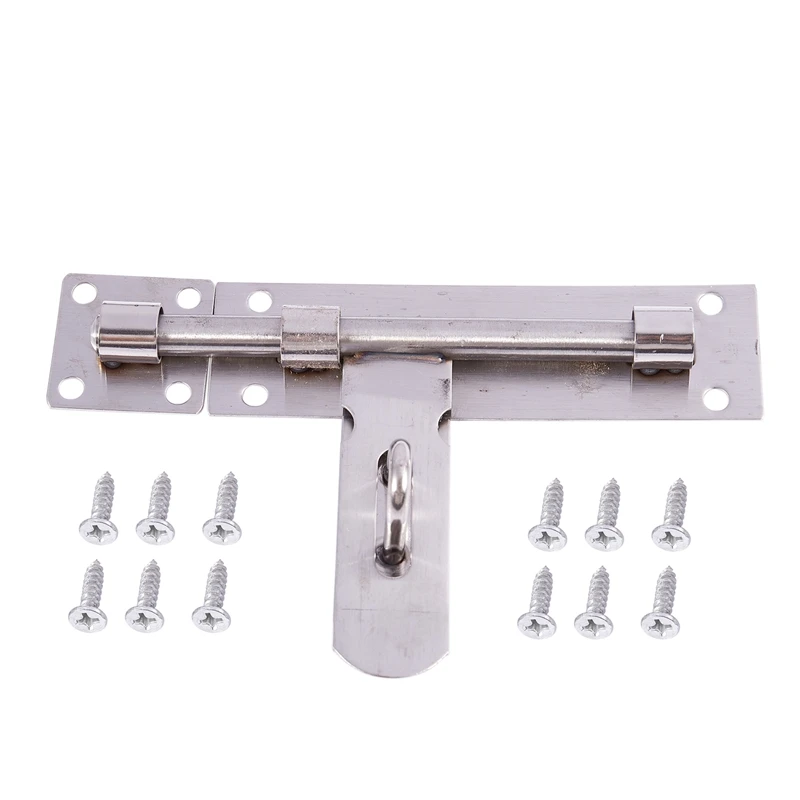 2 Pieces Stainless Steel Barrel Bolt Latch Padlock Hasp for Garage Door Gate Security Silver 4 Inch 