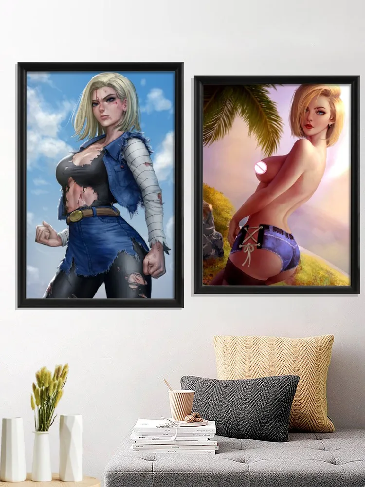 Android 18 аниме Обнаженная Девушка Секси японский мультфильм ужасный Торнадо печать
