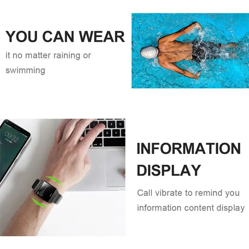 W2 IP68 Heart Rate Waterproof Blood Pressure Fitness Exercise Bracelet 1.3'' IPS Color Screen Smart Watch Smartwatch Men Women