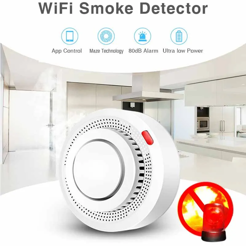 Tuya Wifi Sensore Di Fumo Rilevatore Di Fumo Di Sicurezza Della Cucina Combinazione Di Fumo Allarme Antincendio Sistema Di Sicurezza Domestica