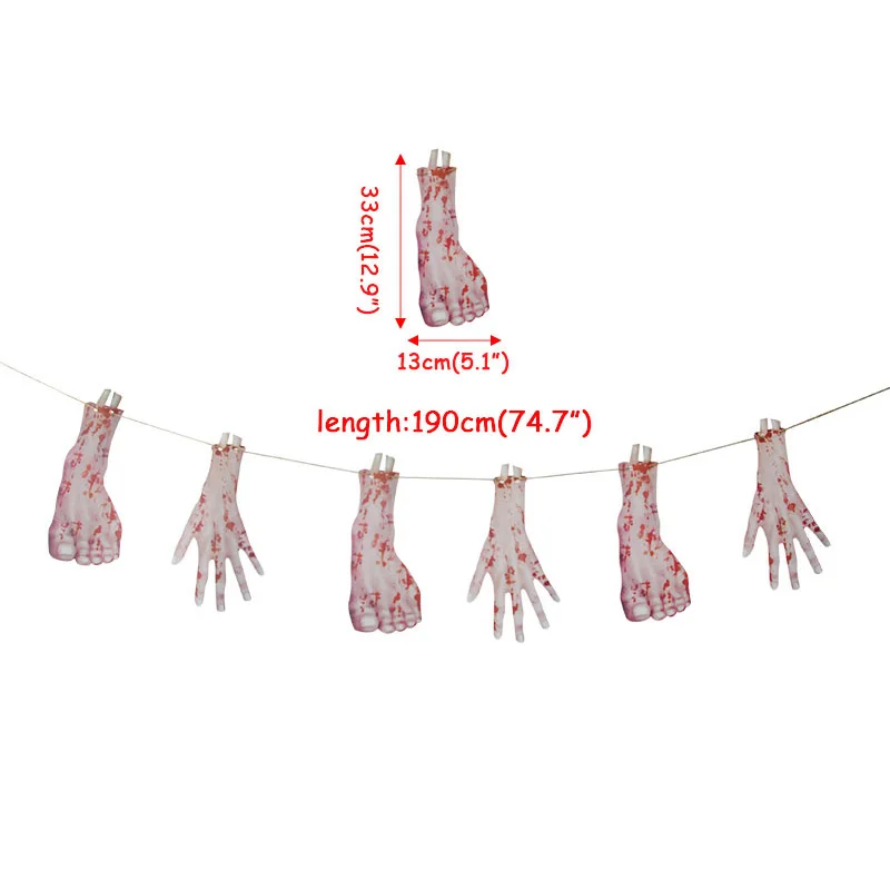 1 комплект кровавый нож для ног, массажер для ног, плакаты на Хэллоуин с привидениями гирлянда для развешивания аксессуары для вечеринки в стиле Хэллоуин Реквизит Гирлянда из флажков - Цвет: Hand Foot