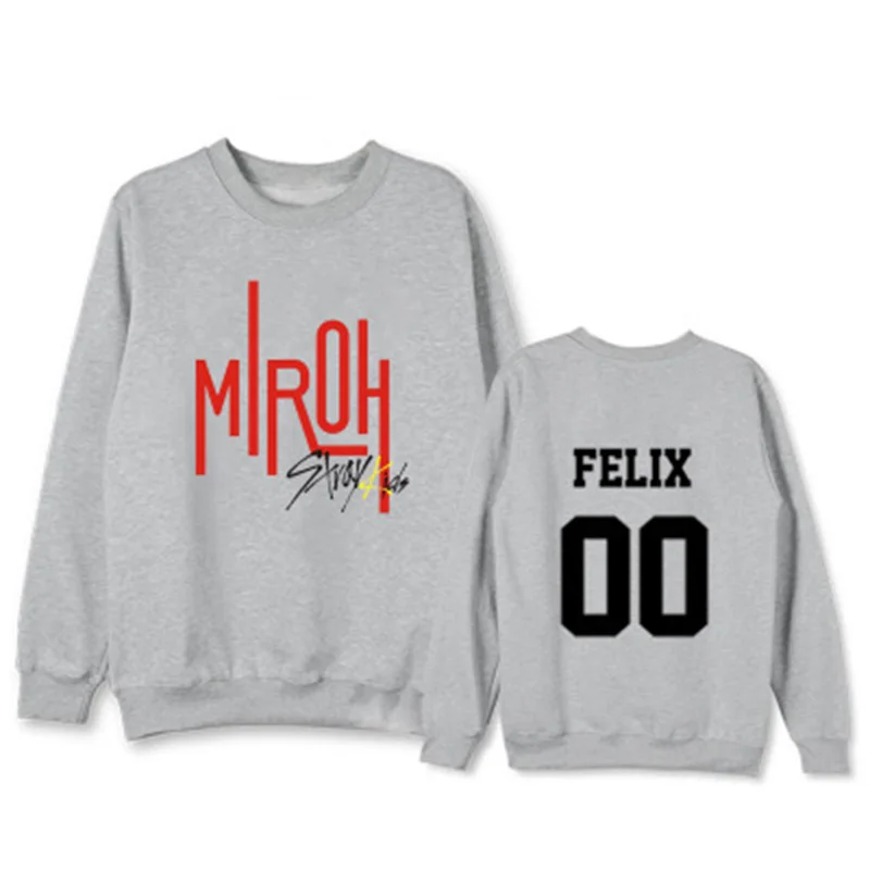 FELIX Grey Новые детские толстовки с капюшоном с надписью «MIROH Member»; цвет черный, серый, белый; сезон весна-осень; SEUNGMIN MINHO FELIX - Цвет: FELIX Grey