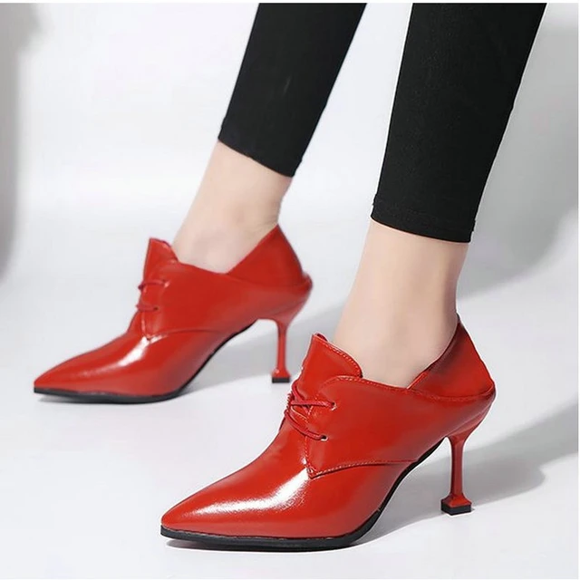 respuesta Preludio Genuino Zapatos formales de tacón alto talla 35-51 bonitos nuevos de verano para  mujer, zapatos clásicos de color negro y rojo, zapatos de vestir de oficina  para mujer con cordones _ - AliExpress Mobile