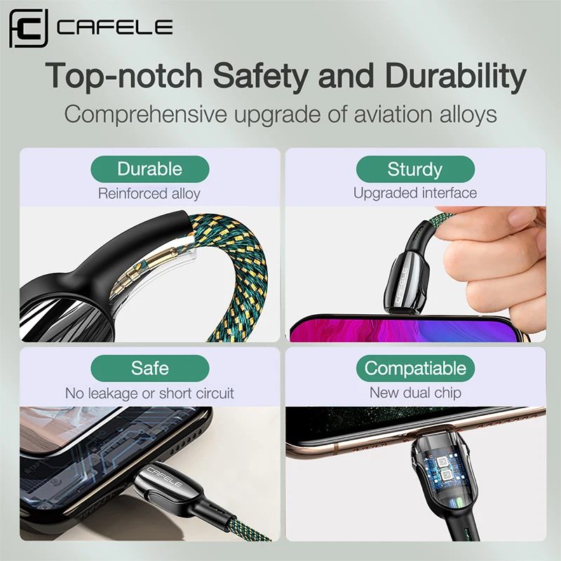 Cafele type C-USB кабель для iPhone 11 Pro Max 8 Plus Macbook 18 Вт PD быстрое зарядное устройство USB C для Lightning Кабель зарядный провод