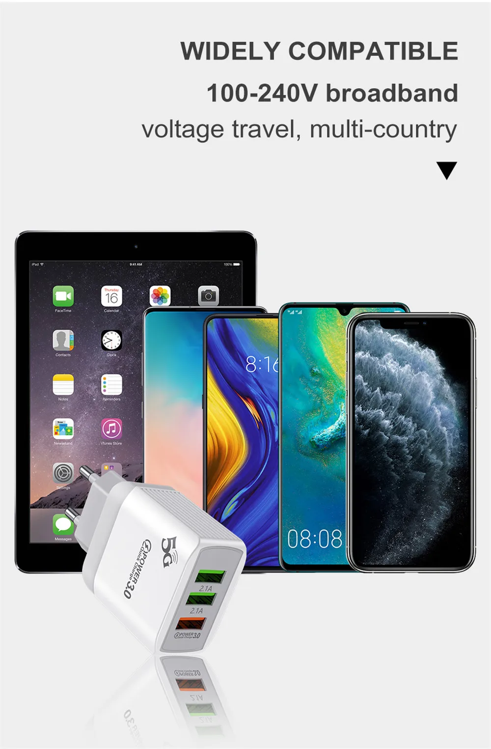 Зарядное устройство Ottwn Quick Charge QC 3,0 Smart Fast 3 USB для Xiaomi samsung huawei, адаптер быстрой зарядки мобильного телефона