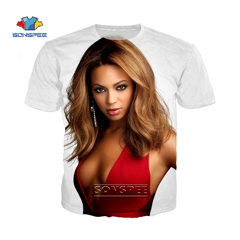 

SONSPEE Music Star Beyonce T Shirt Short Sleeve O-Neck T-Shirts Women 3D Print Casual Harajuku Tee Shirts Pullover Men Tops