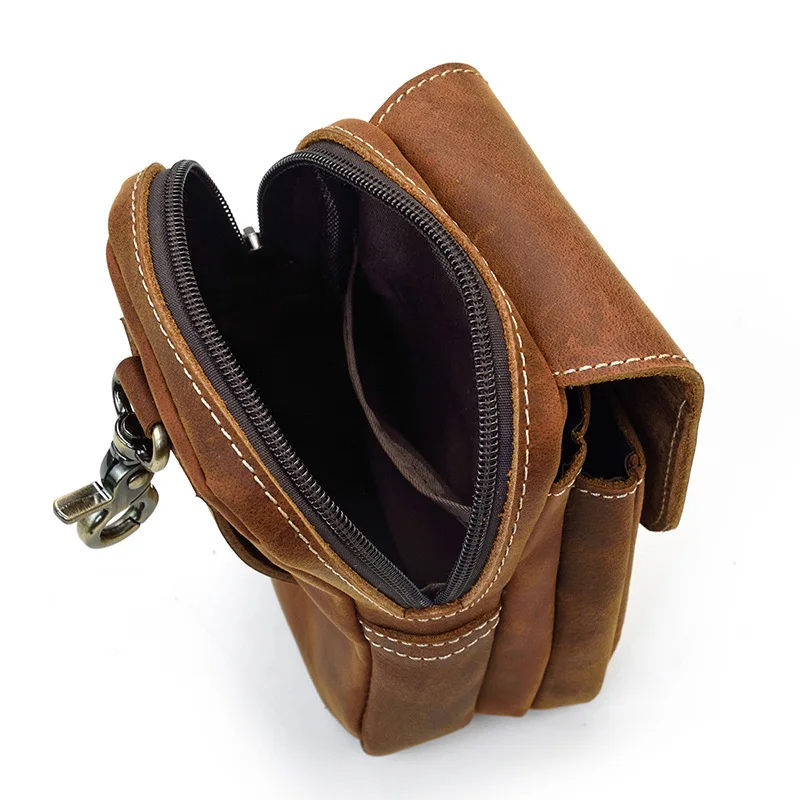 Retro Double Pockets Outdoor Wear Belt Bag Mobile Bag