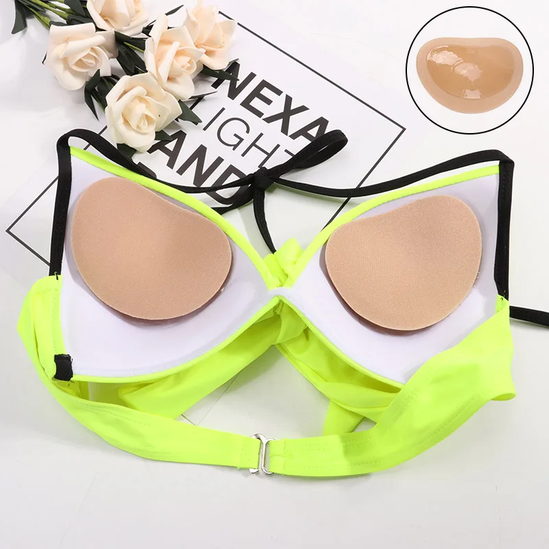 Lady Soft Bikini Bra Insert//Silicone Heart Pads Enhancer//Swimsuit Breast Push Up