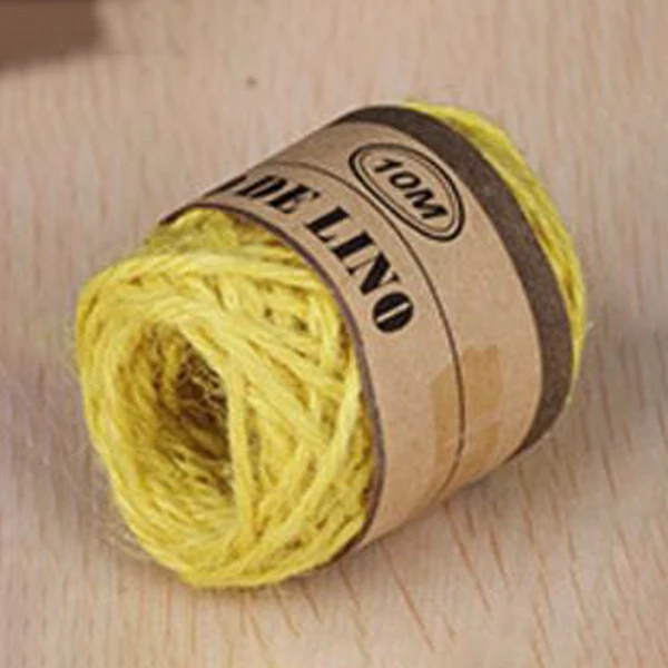 10M/Roll Hemp Twine String Photo Wall Gift Box Craft Making Material Hemp Rope - Color: Yellow