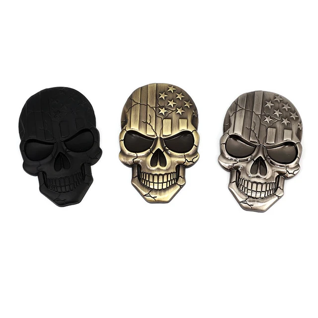 3d Metal Skull Head Car Stickers Emblem Badge Decals For Bmw Audi