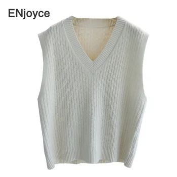 

Autumn Winter Vintage Knitting Vest Female Long V-Neck Sleeveless Loose Matching Sweaters Harajuku Ladies Pullovers Jumpers 2020