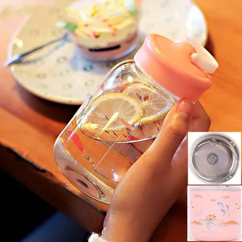 7 Creative Glass Water Bottle with Sleeve Gradient Color Portable Outdoor Sport Water Bottles Leakproof Camping Bottle BpaFree Cup - Цвет: 7