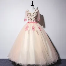 Gryffon Quinceanera Dress V-neck Party Prom Short Sleeve Ball Gown Elegant Floral Print Solo Host Formal Quinceanera Dress