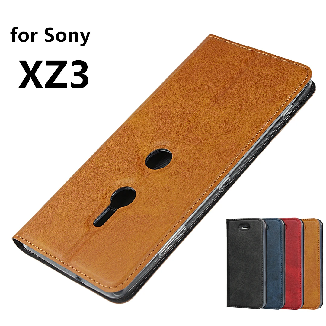 Премиум кожаный флип-чехол для Sony Xperia XZ3 ультратонкий Магнитный адсорбционный