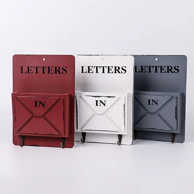 Retro Kreatív Fal Lógó Postafiók Otthoni Dekoráció Falra Szerelt Vödör Újság Levél Postbox Tároló Tartó 2020 - Image 4