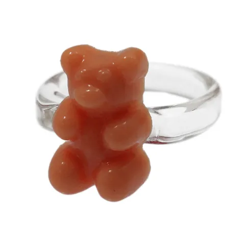 Transparent Bear Rings for Women Trendy Colorful Resin Finger Rings Wholesale Jewelry Girls Party Gifts