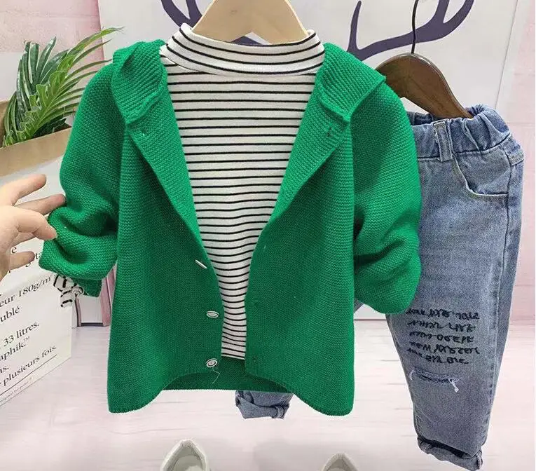 3pcs sets Модная одежда на весну для маленьких мальчиков хлопок Спортивный комплект для мальчиков с капюшоном, кардиган, футболка, джинсы 3 предмета в комплекте, шт./компл. тренировочный костюм для мальчиков Одежда для малышей Комплект 2-6year - Цвет: 3pcs sets