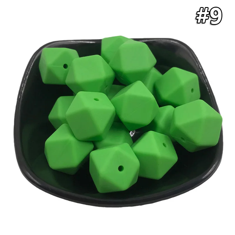 5PCS Beads 9 5 шт./компл. силиконовые шестигранные шарики 17 мм Силиконовые Шарики фитинг BPA бесплатно пищевого качества детские жевательные прорезыватели Прорезыватель Соска клип игрушка - Цвет: 5PCS Beads 9