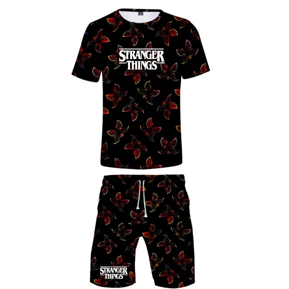 

Stranger Things Summer Loose-Fit 3D Colour Printing Beach Shorts + Short Sleeve T-shirt Suit