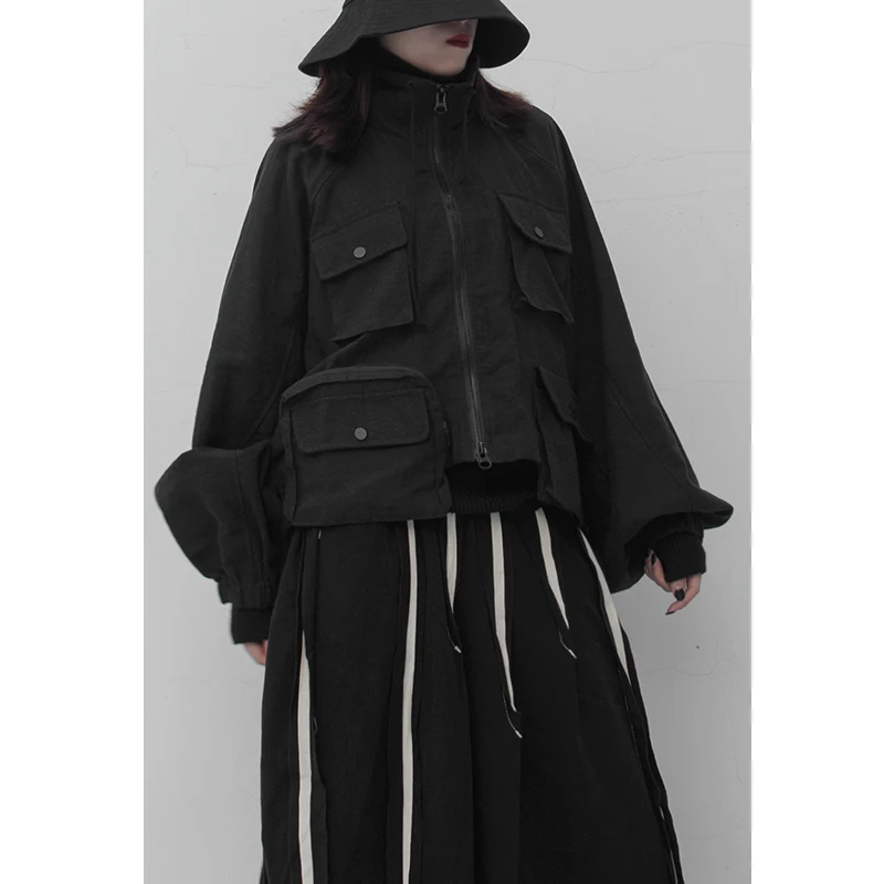SuperAen Europe New Autumn Women's Jacket Long-sleeved Cotton Casual Ladies Jackets Pocket Stand Collar Women Clothing