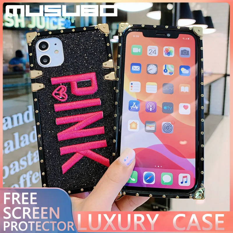 Чехол MUSUBO для iPhone 11 Pro Max X XR XS 6s 7 8 Plus роскошный квадратный розовый мягкий