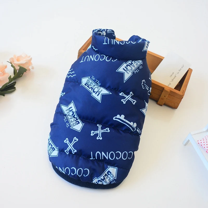 

Dog Warm Autumn Winter Pet Bone Printed Cotton Vest Small And Medium Dog Cold-weather Accessories Clothes