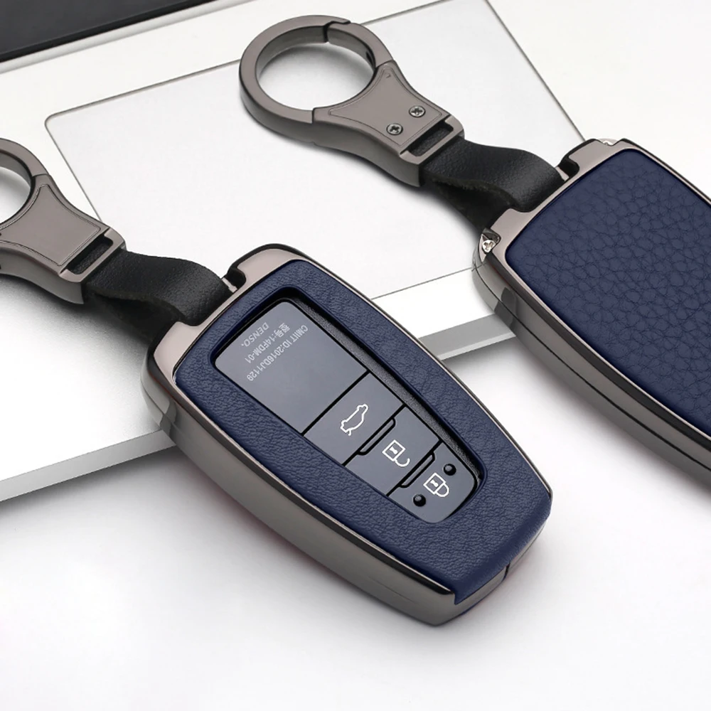 Чехол для ключей автомобиля с металлической цепью для Toyota Camry CHR RAV4, корпус, устойчивый к царапинам, брелок, кожа, новинка