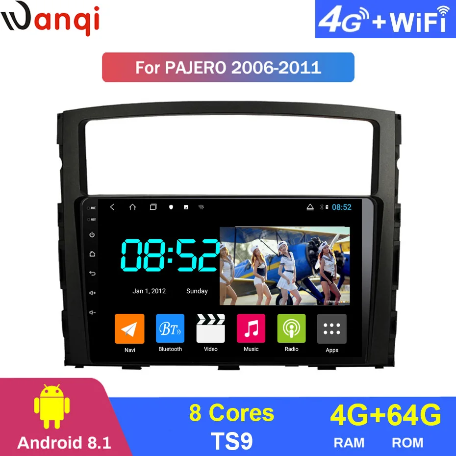 Android 8,1 автомобильный DVD 1din мультимедийная система Navi для mitsubishi Pajero 2006-2011 Автомобильный gps навигатор головное устройство BT SWC wifi