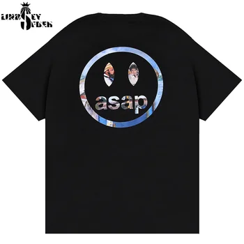 

Lindsey Seader Men Hip Hop T Shirt Streetwear Face Print T-Shirt Man Harajuku Tshirts Short Sleeve Fashion Casual Top Tee Cotton