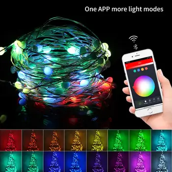 

5/10m Christmas light Waterproof WIFI Bluetooth Remote Control Fairy Lights Battery USB Operated Decoration String Copper Wire