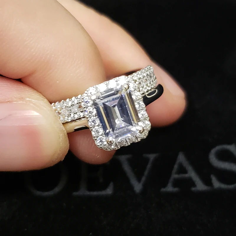 OEVAS 100% 925 Sterling Silver Bridal Rings Set Sparkling Full High Carbon Diamond Wedding Engagement Party Fine Jewelry Gifts