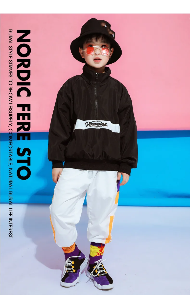 Children's Street Dance Wear Suit Loose Jacket+Pants 2 Piece Set Kids Girls Boys Hip Hop Costumes for Stage Performance 4-18T (11)