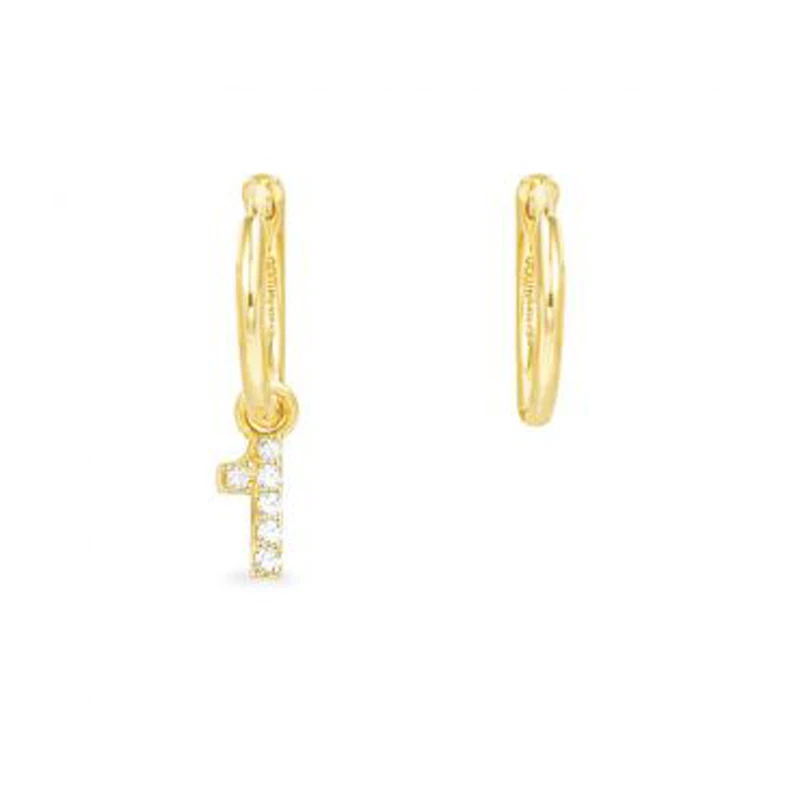 Модные очаровательные серебряные высокие версии 1:1 Реплика ассиметричные серьги, подходят для женщин 'арабские цифры' ювелирный подарок - Окраска металла: Светло-желтый, золотистый цвет