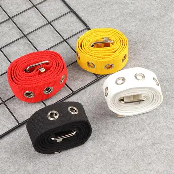 

Long Personality Harajuku Casual Ring Black Metal Belt Students Jean Canvas Waist Belts Tide Silver Pin Buckle